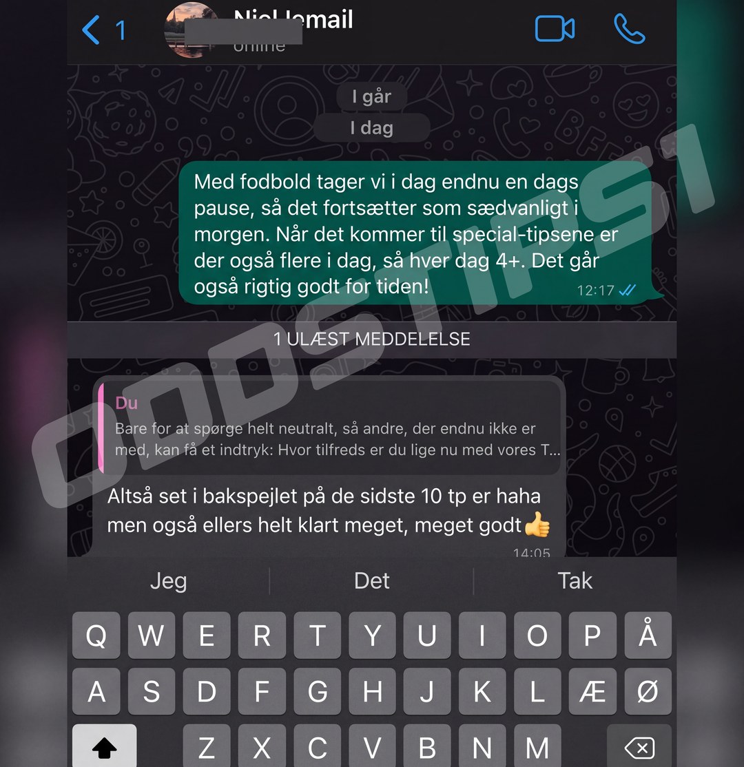 Skærmbillede fra kunde